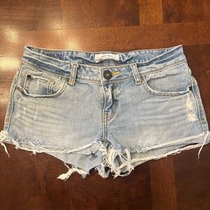 Women’s Aeropostale 5/6 Jean Denim Micro Mini Short Shorts Low Rise Y2K Style
